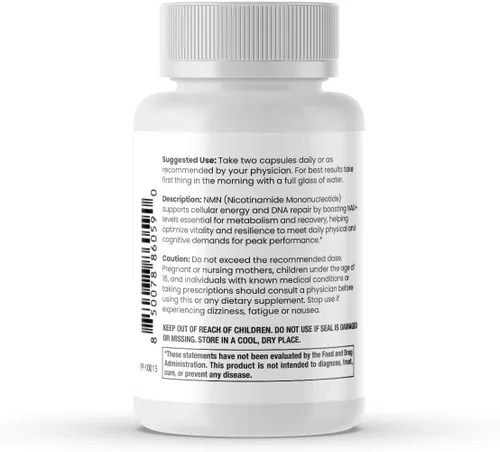 Miniatura 9 de Rendimiento celular NMN – 500 mg de mononucleótido de nicotinamida para apoyo de NAD+, energía celular y recuperación – Suplemento de longevidad