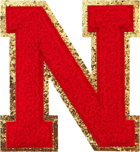 Miniatura 62 de GYGYL - 3 parches de letras deportivas de felpilla con purpurina, parches para planchar de tamaño grande para decoración de disfraces