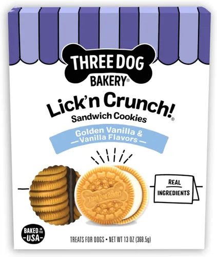 Miniatura 16 de Three Dog Bakery Lick'n Crunch! Galletas de sandwich para perros de Golden y mantequilla de maní - Golosinas para perros crujientes con sabor a