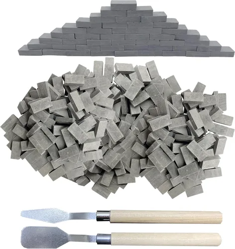 Miniatura 9 de Woohome 150 piezas de mini ladrillos de pared gris miniatura ladrillos falsos con raspador para el modelo de hadas jardín accesorios de paisajismo