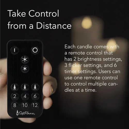 Miniatura 2 de Velas LED sin llama con control remoto, 3 x 5.1 pulgadas, llama móvil parpadeante 3D, velas que funcionan con pilas en carcasa de cera real para uso