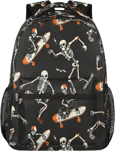 Miniatura 4 de Pardick Mochilas de calavera de Halloween para niños y niñas, divertidas y ligeras de 16 pulgadas, mochila escolar para laptop, mochila