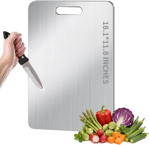 Miniatura 9 de Tabla de cortar de titanio – Tablas de cortar de titanio 100% puro, grado alimenticio, superficie antideslizante, apta para lavavajillas, elegante