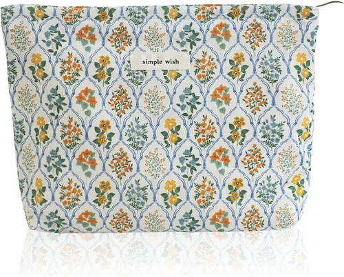 Miniatura 30 de Wudygirl Bolsa de maquillaje de lona para mujer, organizador estético de maquillaje, bolsa de maquillaje de viaje, bolsa de aseo para bolso, bolsa