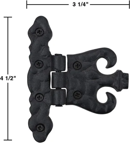 Miniatura 2 de Renovators Supply Manufacturing Paquete de 2 bisagras de puerta de gabinete con herrajes de 4.5 pulgadas, bisagra de hierro forjado negro resistente