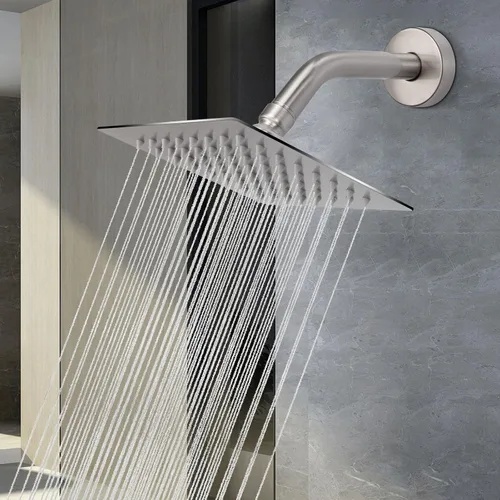 Miniatura 7 de Nearmoon - Cabezal de ducha de lluvia, diseño cuadrado de acero inoxidable de alto flujo, alta presión, experiencia de ducha impresionante incluso