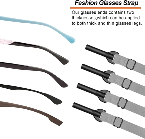 Miniatura 6 de Correa ajustable para lentes, soportes deportivos para lentes de sol alrededor del cuello, sin cola para hombres, niños 4gris