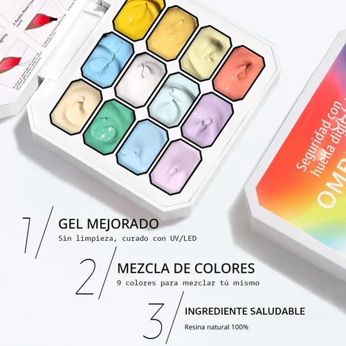 Miniatura 5 de Paleta de Esmalte de Uñas en Gel Sponge Pat, 12 Colores para Mezclar Ombré Degradado, Pintura Degradada para Arte de Uñas, Sin Limpieza, Curado