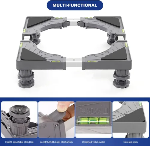 Miniatura 3 de Nefish Soporte para Mini Refrigerador Ajustable Soporte para Refrigerador con 4 Patas Resistentes Base Universal Soporte para Lavadora Pedestales