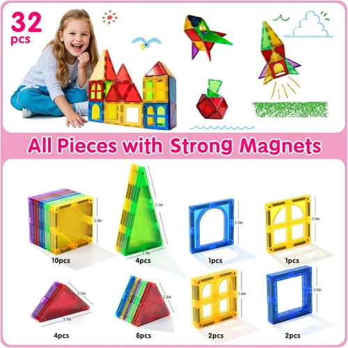Miniatura 3 de Juguetes magnéticos para niños y niñas preescolares, bloques magnéticos sensoriales Montessori, juego de juguetes Montessori de todas las piezas