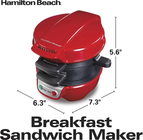 Miniatura 10 de Hamilton Beach 25475 Máquina de sándwiches de desayuno, color gris, 25476, individual, Rojo