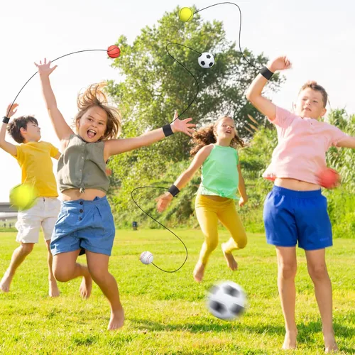 Miniatura 5 de Liliful 40 pelotas de retorno de muñeca en una cuerda de 2.48 pulgadas de rebote de bolas deportivas con correa elástica de rebote de goma