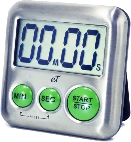Miniatura 10 de Temporizador de cocina digital elegante de acero inoxidable - Carbón - Parte posterior magnética fuerte - Soporte de patada - Alarma fuerte