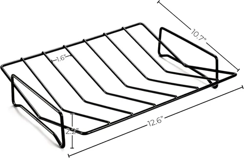 Miniatura 3 de Rejillas para asar a la parrilla y ahumar, estante para asar pavo, se puede utilizar en ambos lados, 12 x 10 pulgadas, color negro