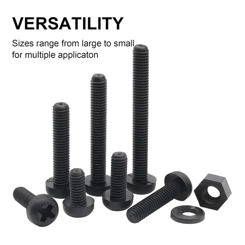 Miniatura 4 de M3 Kit de Surtido de Tornillos de Nylon Negro de Cabeza Redonda, Pernos y Tuercas, Juntas (M3 Métrico: 6mm 8mm 10mm 12mm 15mm 20mm 25mm)