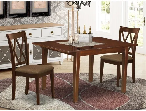 Miniatura 2 de East West Furniture MLCL3-MAH-C - Juego de muebles de comedor de 3 piezas que contiene una mesa rectangular de madera con hoja de mariposa y 2