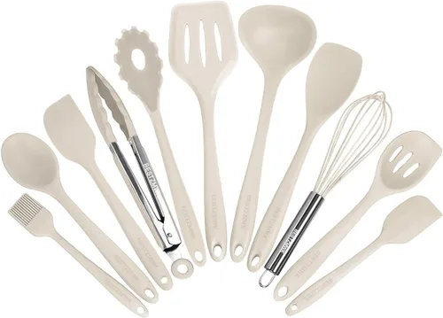 Juego de Utensilios de Cocina - 11 Utensilios de Cocina - Utensilios de Cocina de Silicona Coloridos - Batería de Cocina Antiadherente con Juego de