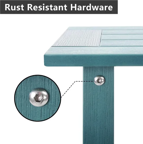 Miniatura 4 de Mesa auxiliar doble Adirondack Meluvici resistente a la intemperie, mesa de centro rectangular para exterior para silla Adirondack, Aruba