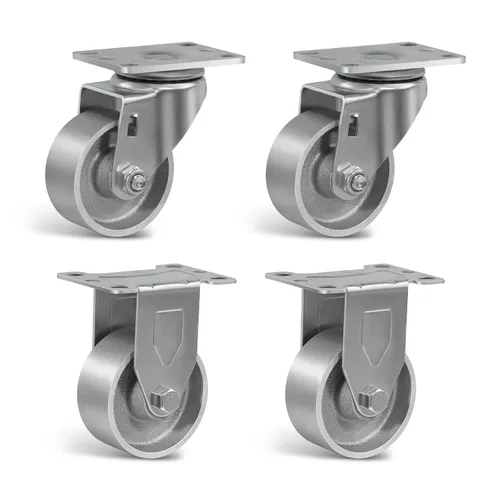 Miniatura 33 de Ruedas industriales resistentes de 3 x 1.25 pulgadas, capacidad de 350 libras, ruedas de hierro fundido y marco de acero para carros, carritos