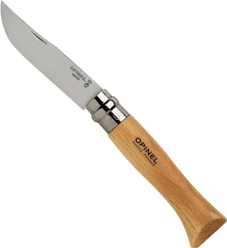 Miniatura 13 de OPINEL Nº 06 INOX - Cuchillo de bolsillo plegable de acero inoxidable Sandvik, mango de madera de haya, hoja de 2.87 pulgadas, collar de bloqueo