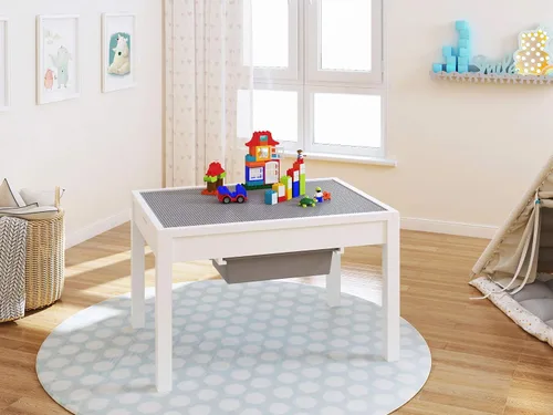 Miniatura 6 de UTEX - Mesa de actividades grande 2 en 1 para niños con almacenamiento para niños mayores, mesa de juego para niños, niñas, espresso