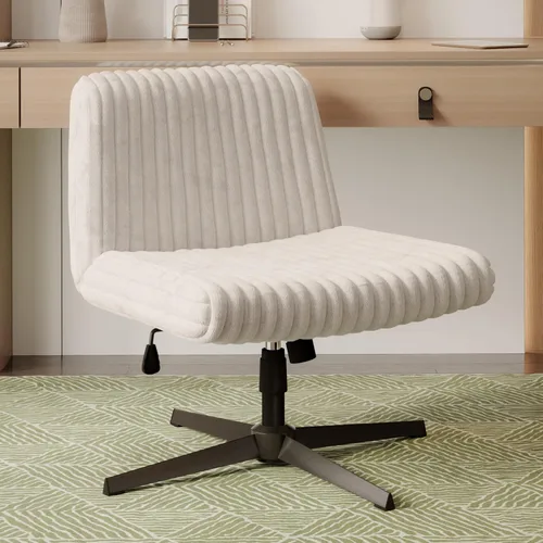 Miniatura 2 de Silla cruzada sin brazos, silla de escritorio de oficina extra ancha sin ruedas, asiento acolchado extra grande de 26 pulgadas para sentarse