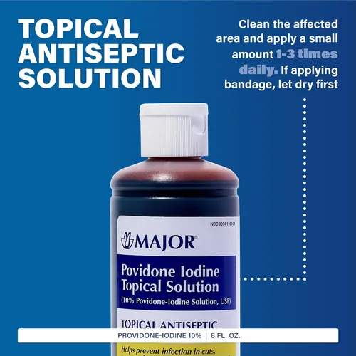 Miniatura 3 de Major Pharmaceuticals 254839 Povidone Yodine Solución tópica, volumen de 8.0 fl oz, rojo-marrón