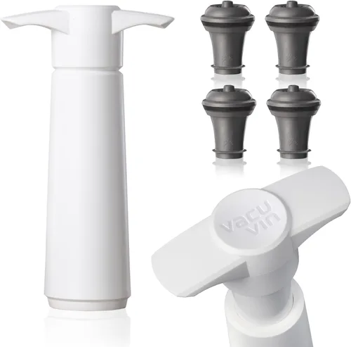 Miniatura 12 de Vacu Vin Juego de 2 tapones de vacío para guardar vino, color gris, sellado hermético para botellas abiertas para preservar la frescura hasta 10