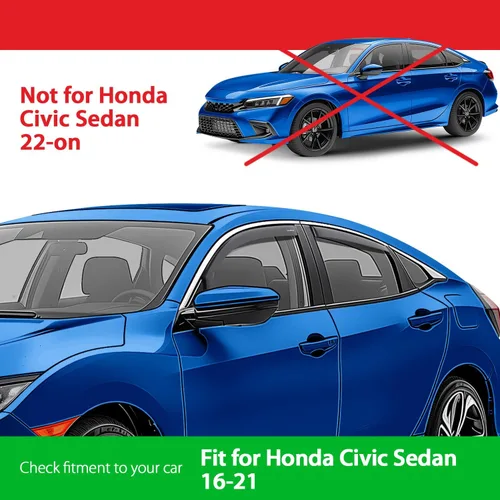 Miniatura 3 de Goodyear - Deflectores de ventana de canal irrompibles para Honda Civic 2016-2021 Sedan, protectores para la lluvia, viseras para la ventana