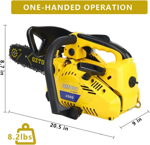 Miniatura 6 de Motosierra con mango superior, alimentada a gas, sierras de cadena de 12 pulgadas, sierra pequeña portátil ligera de 25.4 CC de 2 tiempos