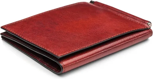 Miniatura 4 de Bosca Clip de cuero para hombre con bolsillo, Marrón oscuro