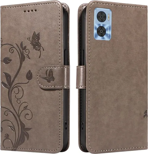 Miniatura 118 de Funda para Motorola Moto E22/E22i, piel sintética, con tarjetero y correa para la muñeca, a prueba de golpes, funda magnética para Motorola Moto Rojo
