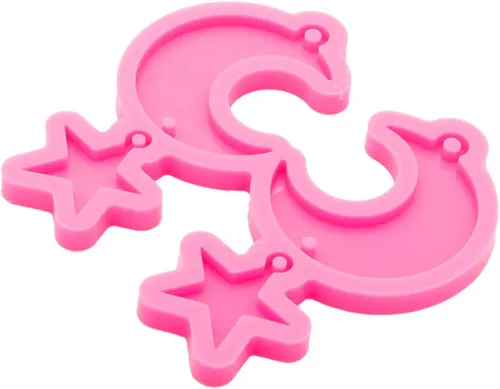 Miniatura 4 de Angel Wings Molde de silicona con forma de luna y estrella brillante brillante para hacer aretes, llaveros, collares, joyas, colgantes