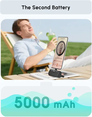 Miniatura 3 de Pequeño banco de energía USB C con soporte plegable para iPhone 17/Samsung Galaxy S25, cargador portátil del tamaño de la palma cargador de batería