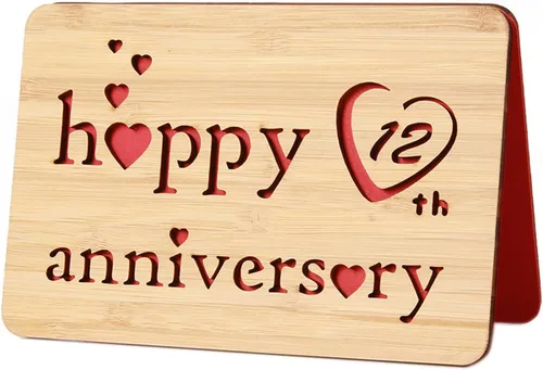 Miniatura 30 de Tarjeta de felicitación de madera para el primer aniversario, hecha a mano, 1 año, aniversario de boda, tarjeta de primer aniversario para ella, él