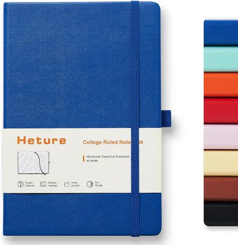 Miniatura 15 de Heture Cuadernos de tapa dura, cuadernos rayados A5 para escribir 160 páginas, 8.2 x 5.5 pulgadas, cuadernos clásicos a rayas para universidad, Negro