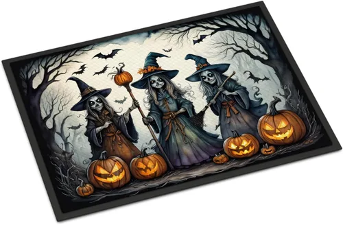 Miniatura 53 de Caroline's Treasures DAC2223MAT - Felpudo espeluznante de Halloween con gato negro de 18 x 27 pulgadas, tapete para puerta delantera