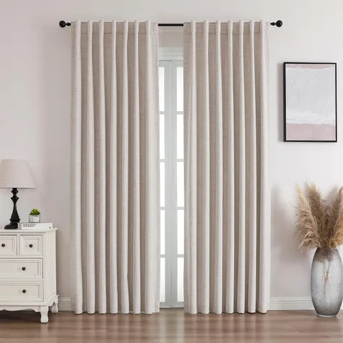 Miniatura 10 de Flyfun Cortinas opacas de 63 pulgadas de largo, juego de 2 paneles, cortinas con aislamiento térmico para sala de estar/dormitorio, bolsillo