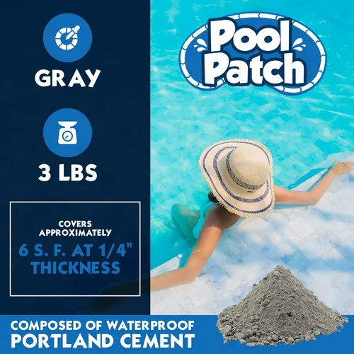 Miniatura 4 de Pool Patch Kit de reparación adhesivo para azulejos de piscina gris de 3 libras, fórmula de ajuste fácil de mezclar y aplicar, perfecto para pegar
