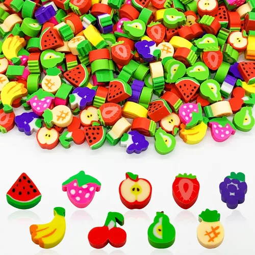 300 piezas de borradores de frutas, surtido de borradores novedosos a granel para recompensas, premios y relleno de regalo
