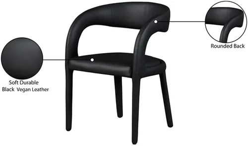 Miniatura 9 de Meridian Furniture 987Black-C Sylvester Collection Modern Silla de comedor tapizada de cuero vegano contemporáneo con respaldo redondeado, 23.5
