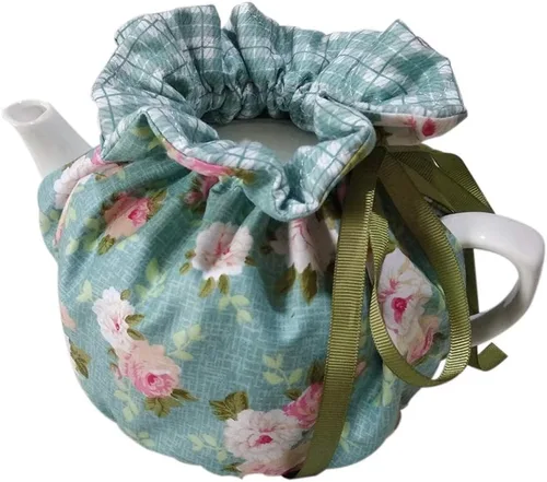 Tetera acogedora de algodón con estampado vintage para teteras, cubierta antipolvo, cubierta aislada, calentador de desayuno para el hogar, cocina,