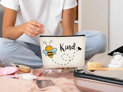 Miniatura 3 de Be Kind - Bolsa de maquillaje de abeja de miel, bonita bolsa de cosméticos de abeja de miel, la mejor idea de regalo para amantes de las abejas
