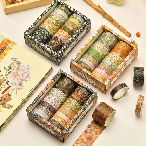 Miniatura 8 de 12 rollos de cinta washi con flores, juego de cinta adhesiva artística floral, cinta decorativa de jardín en flor para manualidades, niños, álbumes