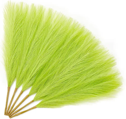 Miniatura 33 de Serwalin 12 piezas de hierba de Pampas rosa, decoración de hierba de Pampas falsa rosa de 17.7 pulgadas, hierba de Pampas artificial corta rosa Un