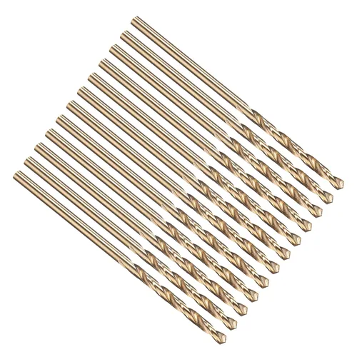 Miniatura 228 de PATIKIL Broca Jobber de 0.039 in, vástago recto M35 cobalto 5% acero de alta velocidad 135° acabado dorado para metal duro de acero inoxidable - 2