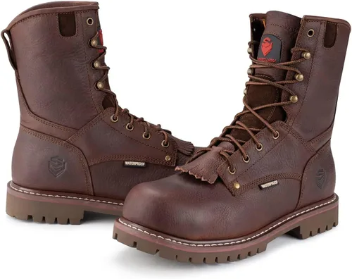 Miniatura 5 de SUREWAY Men's 8" Waterproof Steel-Toe Logger Work Boot,Superior Oil/Slip Resistant,Thicker Full Grain Leather,Wedge Rubber Sole,EH Rated