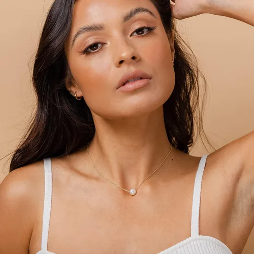 Miniatura 2 de PAVOI Collar de perlas individuales cultivadas en agua dulce AAA+ seleccionadas a mano Collares de oro para mujer, Perla