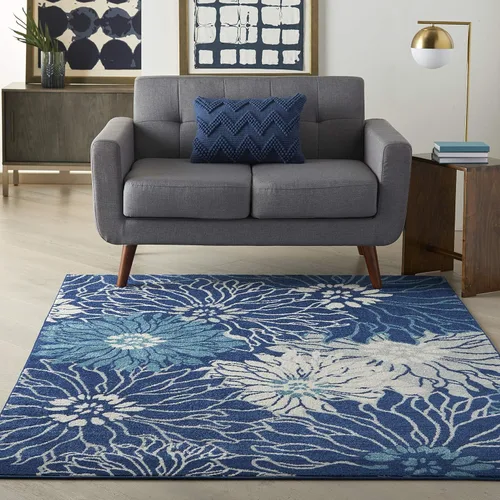 Miniatura 43 de Nourison Passion - Alfombra azul, de 6 pies, 7 pulgadas x 9 pies, 6 pulgadas, floral, campestre, fácil de limpiar, no desprende pelo
