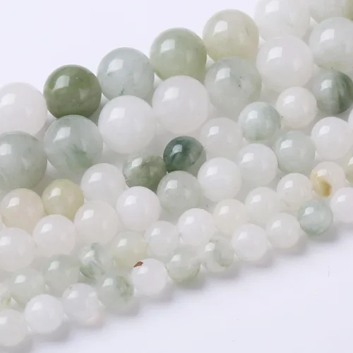 Cuentas Redondas Sueltas de Gemas Naturales, Cuentas de Piedra Energética de Cristal para Hacer Joyas 15" (Jade Hielo, 10MM)